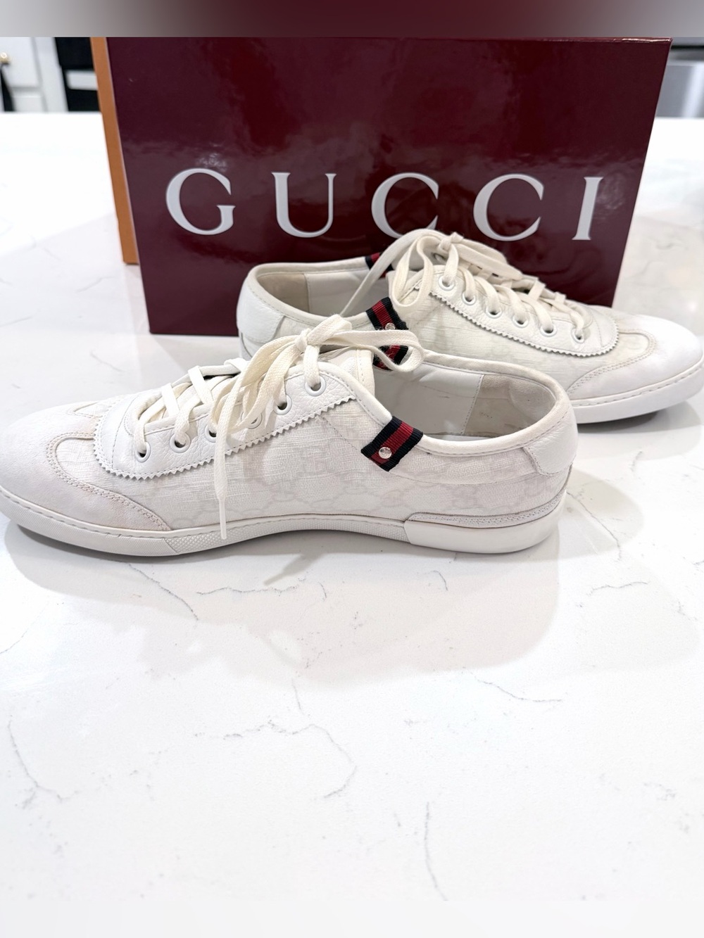 Authentic Gucci
Off-White GG Monogram Canvas Low-Top
Sneakers
